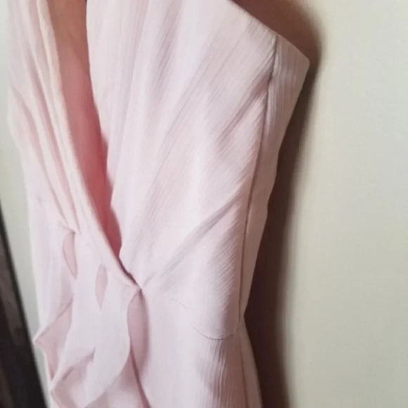 White By Vera Wang Blush Pink Ruffle Maxi  Bridesmaids Dress 2 - Picture 10 of 15